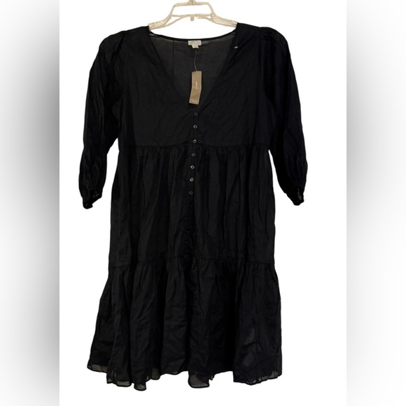 NWT Button-front beach dress black SZ XS - Picture 1 of 5